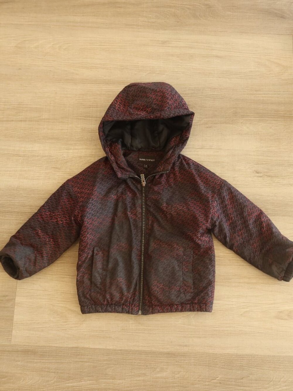 ARMANI KIDS jacket purple logo print zip hoodie windbreaker pockets 4 yrs fall